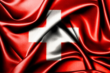 Waving national flag of Switzerland, 3D illustration.