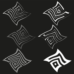 Floral diamond icon. Dense leaf mosaic. Organic chevron Vector. Black 