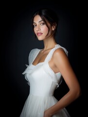 Elegant Woman in White Dress