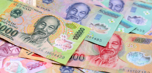 Vietnamese dong banknotes. Money concept