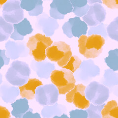 Abstract seamless pattern, background with colorful watercolor shapes and stains. Repeating vector print