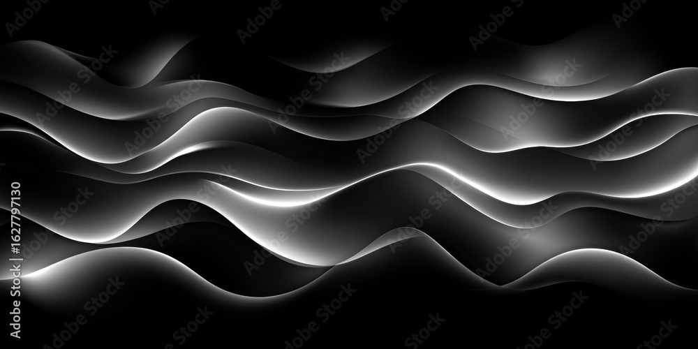 Canvas Prints elegant monochrome waves flowing gracefully with subtle light play and abstract motion elements