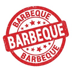 BARBEQUE text written on red round stamp sign.