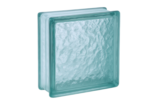 Textured Aqua Glass Block for Architectural Design and Interior Decoration with Translucent Light Diffusion Properties
