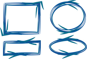 dark blue decorative abstract stroke lines doodles borders shapes