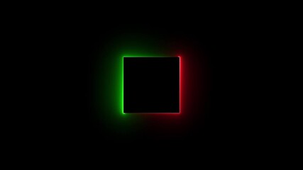 glowing neon square frame animation on black  background,abstract red and green light border background,futuristic empty box for logo reveal on black background. - Powered by Adobe