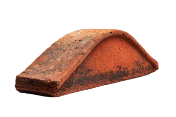 Aged terracotta roof tile, arched shape