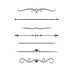 Vector illustration of decorative border and frame set.
Filigree calligraphic ornamental curls. Decorative retro design elements for menu, certificate diploma, wedding invatation card, outline text di