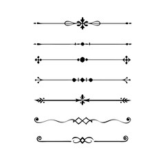 Vector illustration of decorative border and frame set.
Filigree calligraphic ornamental curls. Decorative retro design elements for menu, certificate diploma, wedding invatation card, outline text di