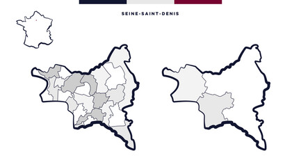 Département et cantons de Seine-Saint-Denis - Île-de-France (France)
