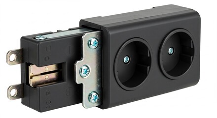 黒色二口コンセント シンプルデザイン 精密機械感 滑らか質感. AI Generated