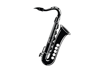 Black and White Saxophone Illustration Music Instrument Design