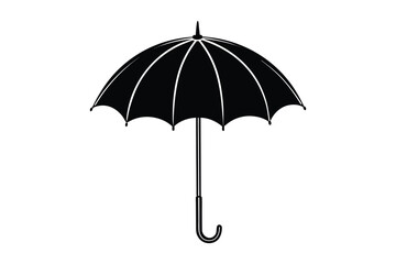 Classic Black Umbrella Silhouette Simple Design Graphic Illustration