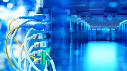 Internet equipment. Server room. Industrial router fragment. Server technologies. Internet switch. Network equipment. Internet tech. Hosting company. Business telecommunications.