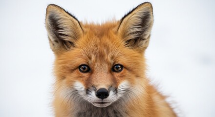 Fototapeta premium 愛らしい狐 きらめく瞳 優しい光 白い背景. AI Generated