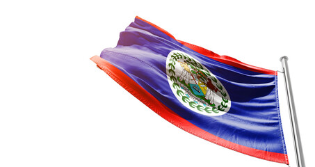 Belize national flag waving on white background with cutout path. A flag on isolated background with cliping mask. Belize national flag for independence day.