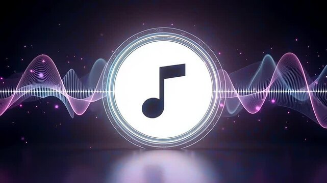 Music background with glowing waves and note for videos and presentations use free royalty free 100