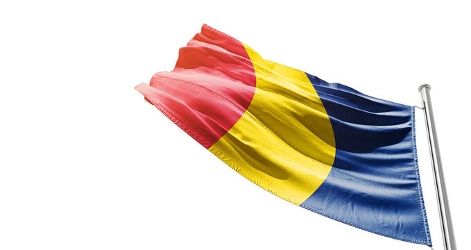Chad national flag waving on white background with cutout path. A flag on isolated background with cliping mask. Chad national flag for independence day.