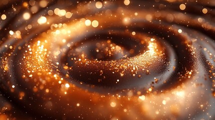 Obraz premium Abstract Swirls of Chocolate and Caramel with Glossy Bubbles