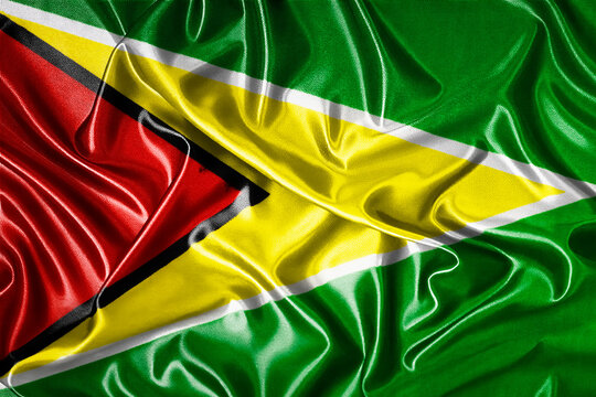 Waving national flag of Guyana, 3D illustration.