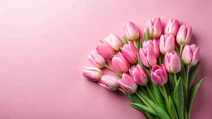 Fototapeta premium Pink tulip flowers bouquet – fresh spring floral arrangement JPG image