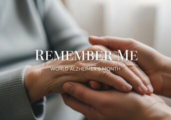 Close-up of elderly and young hands holding in support during Alzheimer awareness month