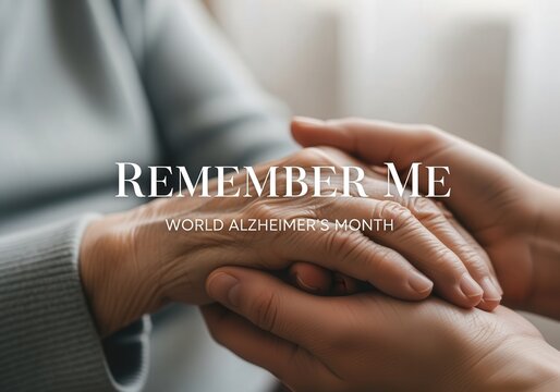 Close-up of elderly and young hands holding in support during Alzheimer awareness month - Powered by Adobe