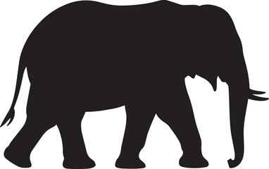 Fototapeta premium African Elephant Silhouette Walking Profile Isolated on Transparent Background Vector Illustration