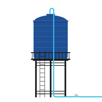 blue water tower on metal structure clip art preview