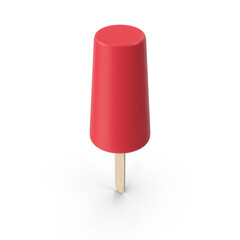 Red popsicle ice cream on wooden stick, isolated on transparent background