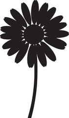 Black Silhouette of a Blooming Daisy Flower with Detailed Center on a Transparent Background Vector Art