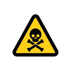 Yellow warning triangle with skull and crossbones isolated on transparent background