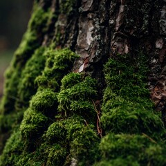 Close-up of mossy tree bark