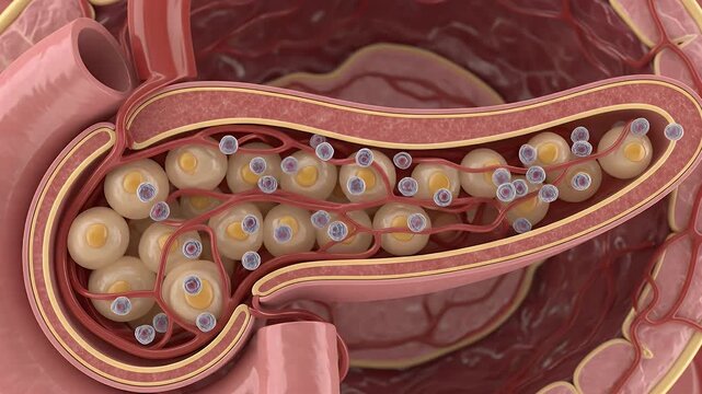 Anatomy: Pancreatic Islet Cells & Blood Vessels Medical Illustration