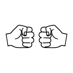 A vector illustration of two fists facing each other, symbolizing strength, power, and determination. Ideal for concepts of challenge and confrontation.