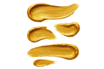 Luxurious Golden Paint Swatches with Textured Brush Strokes and Metallic Sheen