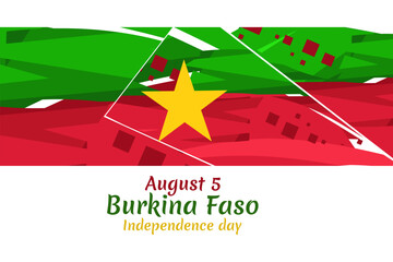 August 5, Burkina Faso Independence day vector illustration. Suitable for greeting card, poster and banner.
