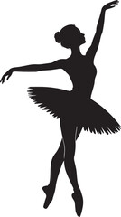 Fototapeta premium Elegant Ballerina Silhouette in Pointe Position with Arms Extended on Transparent Background