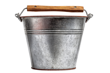 Rustic metal bucket with wooden handles