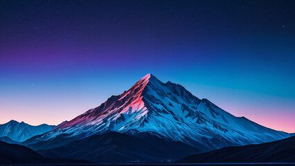 Computer generated image of colorful mountain landscape.