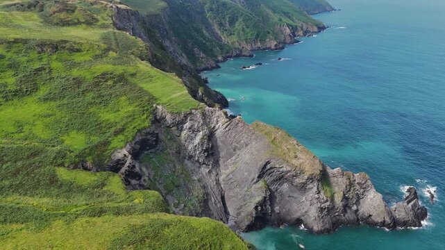 Drone Flight Over The Torrs Cliffs and Rugged Coastline &ndash; Ilfracombe, Devon, UK