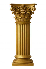 Obraz premium Ornate Golden Corinthian Column with Intricate Acanthus Leaf Capital and Fluted Shaft
