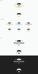 Vintage-Inspired Bear Logo Design With Moustache Motif in Various Color Variations