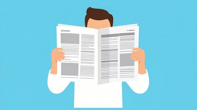 Person reading newspaper illustration