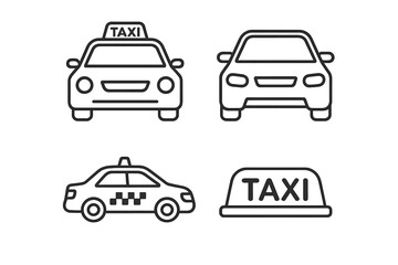 Obraz premium Simple black and white taxi and car icon set