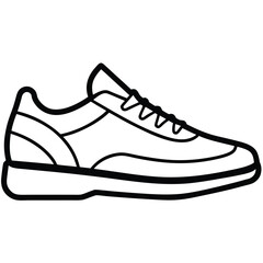 Black and white athletic shoe outline with laces sneaker footwear