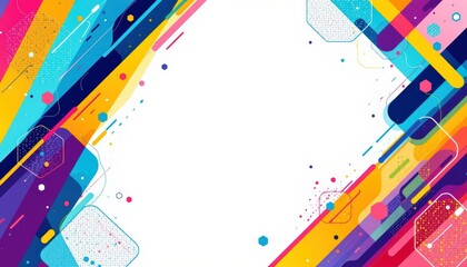 Fototapeta premium Vibrant geometric abstract background in Memphis style, featuring diagonal colorful streaks