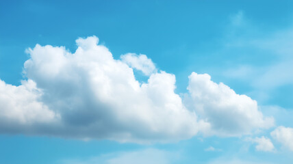 Fototapeta premium Blue sky soft white clouds ample copy space peaceful natural outdoor daylight serene