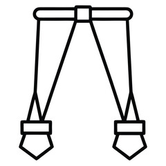 Black outline of suspenders with pentagonal ends clothing accessory fashion