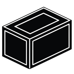 Black rectangular prism with white outline rectangle geometric
